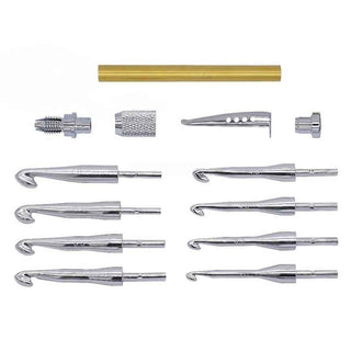 Crochet Multi Hook Kit in Chrome. Parts layout