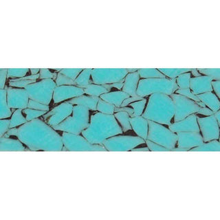 Close-up of Crushed Turquoise Acrylic Pen Blank showing vibrant turquoise fragments and natural-looking black veining that mimics genuine crushed turquoise stone.
