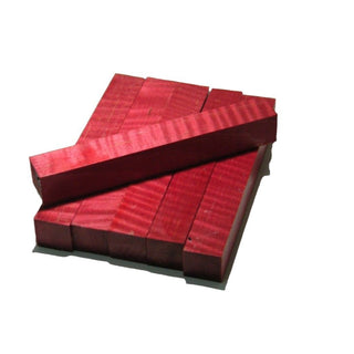 Curly Maple Pen Blanks - Stabilized & Dyed Red