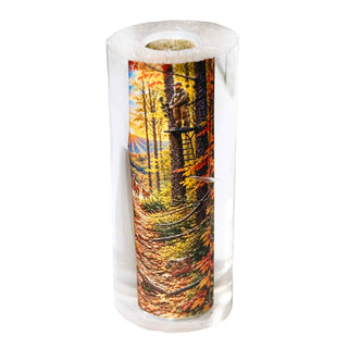 Deer Hunter pen blank by John U featuring bowhunter in tree stand and fall woodland hunting scene