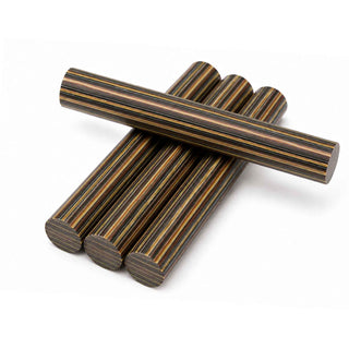 Four Desert Mirage Poly Resin Pen Blanks displaying warm earth-tone striped patterns and precision stripped casting.