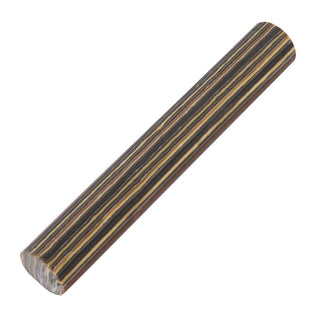 Desert Mirage Poly Resin Pen Blank featuring layered brown, tan, amber, pumpkin, and charcoal stripes with a distinctive striped pattern.