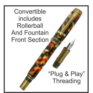 Diamond Knurl Convertible Pen Kit - Antique Brass
