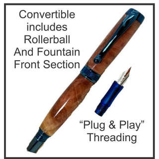 Diamond Knurl Convertible Pen Kit - Blue Titanium