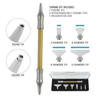 Interchangeable Diamond Painting Tool Kit Set (PSI). Chrome Parts