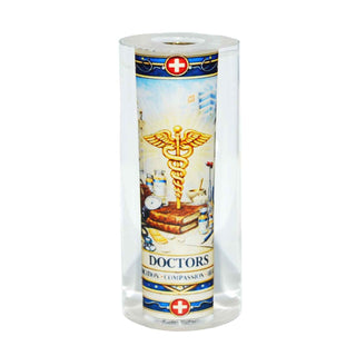 Doctor-themed resin pen blank by John U featuring the Caduceus medical symbol, healthcare imagery, and professional medical artwork for Sierra-style pen kits.