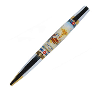 Doctor-themed resin pen blank by John U featuring the Caduceus medical symbol, healthcare imagery, and professional medical artwork for Sierra-style pen kits. Shown on a Diamond Knurl Pen Kit