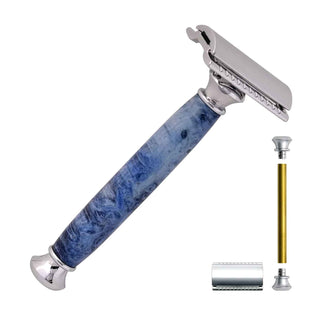 Double-Edged Safety Razor Kit. Shown with parts
