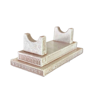 3D printed Egyptian pen stand featuring temple-inspired supports and carved hieroglyphics.