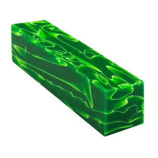 Emerald Whisper acrylic project blank with transparent dark emerald green color and flowing white ribbon accents