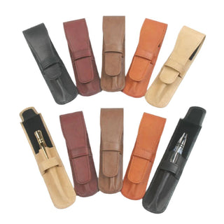 Executive Leather Pen Pouches - 10 Pk Asst Colors