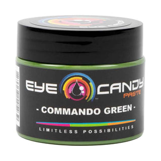 Jar of Eye Candy Paste Commando Green on a white background