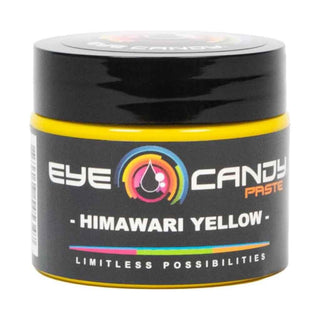 Jar of Eye Candy Paste Himawari Yellow on a white background