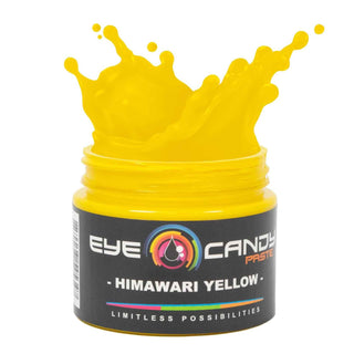 Jar of Eye Candy Pastes Himawari Yellow on a white background