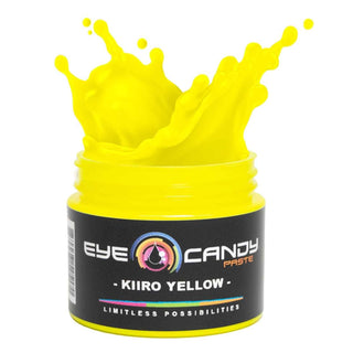Jar of Eye Candy Paste in Kiiro Yellow color on a white background