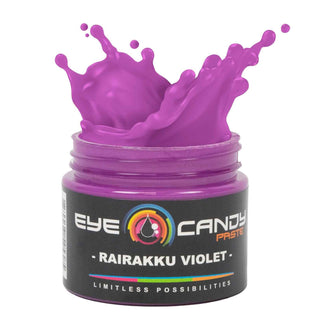 Jar of Rairakku Violet paste with 'Eye Candy Paste' branding on a white background
