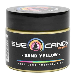 Jar of Eye Candy Paste in Sand Yellow color on a white background