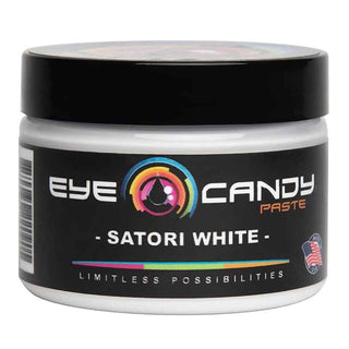 Jar of Eye Candy Paste Satori White on a white background