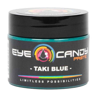 Jar of Eye Candy Paste Taki Blue on a white background