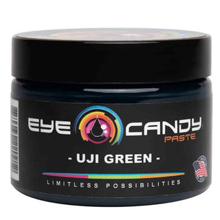 Jar of Eye Candy Paste UJI Green on a white background