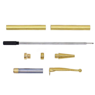 Fancy slimline ballpoint pen kit. Ti Gold. Parts