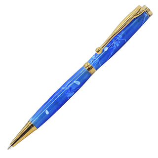 Fancy slimline ballpoint pen kit. Ti Gold. Side view