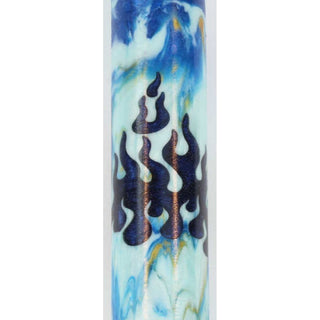 Fire Dragon Rotacrylic pen blank With 360 Flames - Water Blue