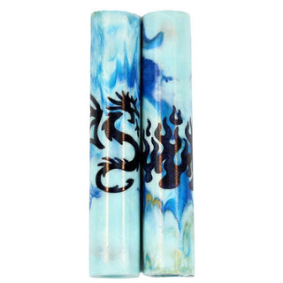 Fire Dragon Rotacrylic pen blank With 360 Flames - Water Blue