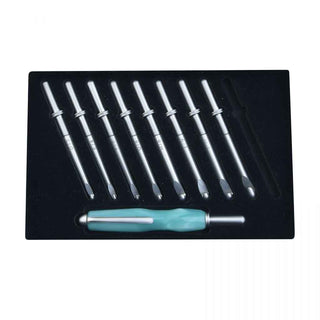 Foam Insert for Interchangeable Inline Crochet Hook Kit Set - 9 Slots. Shown with hooks.