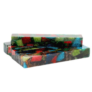 Fossilized Fantasy Pen Blank - Large Glitter Cubes In Multi Colored Resin