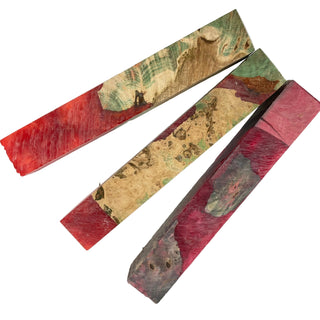 Hybrid Pen Blanks - Red with Dyed Maple. Group