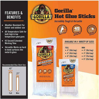 Gorilla High-Temp Glue Sticks - Full Size 45 Ct