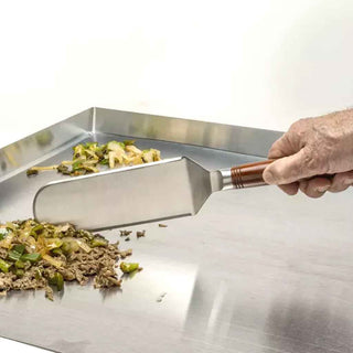 Griddle Spatula Kit with food-safe stainless steel blade for custom-turned handles. Round design lifestyle