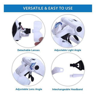 Head Mounted Magnifying Glasses With LED Lights - Rechargeable