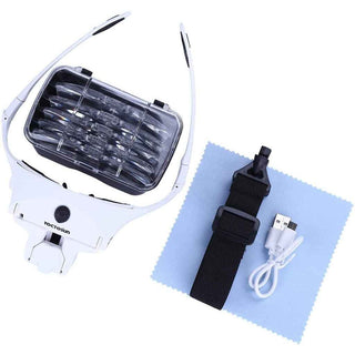 Head Mounted Magnifying Glasses With LED Lights - Rechargeable
