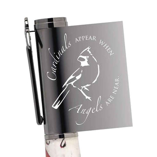 Gold Engraved sentiment "Cardinals Appear When Angels Are Near" with cardinal artwork on the Heavenly Messenger pen cap.