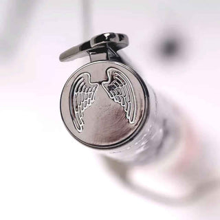 Gun Metal Antique pewter finial engraved with angel wings on the Heavenly Messenger Cardinal Ballpoint Pen Kit.