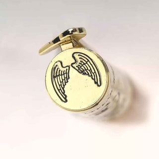 Gold Antique pewter finial engraved with angel wings on the Heavenly Messenger Cardinal Ballpoint Pen Kit.