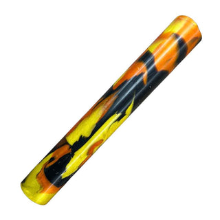 Hocus Pocus Alumilite pen blank handmade by John U in orange yellow and black – 7/8 inch diameter by 5-3/4 inches long