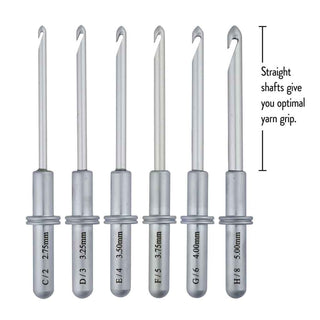 Inline Crochet Hook Kit Set - No Hassle Handle With 6 Hooks. Hooks detail