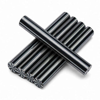 Group of Jail Bird Poly Resin Pen Blank featuring alternating black, white, and silvery gray stripes in a pre-rounded polyester resin blank.