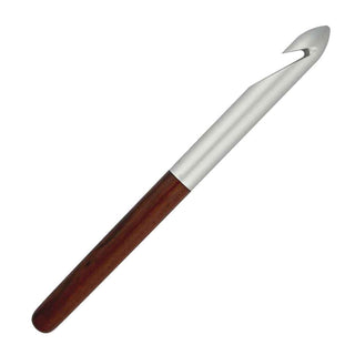Jumbo Inline Crochet Hook Kit with straight aluminum hook and threaded post. Designed for thick yarns and easy handle turning using the Handle Anything System. 15mm size. Alt