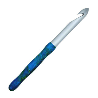 Jumbo Inline Crochet Hook Kit with straight aluminum hook and threaded post. Designed for thick yarns and easy handle turning using the Handle Anything System. 15mm size