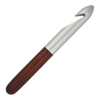 Jumbo Inline Crochet Hook Kit with straight aluminum hook and threaded post. Designed for thick yarns and easy handle turning using the Handle Anything System. 20mm size Alt