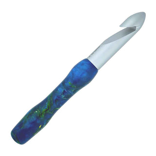 Jumbo Inline Crochet Hook Kit with straight aluminum hook and threaded post. Designed for thick yarns and easy handle turning using the Handle Anything System. 25mm size