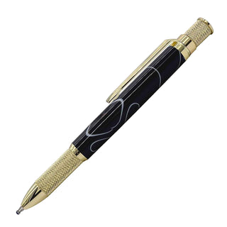 Precision Knurl Twist Pen Kit in gold with black acrylic barrel, knurled metal grip, and matching twist cap