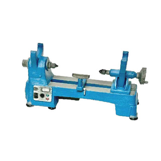 3D printed and hand‑painted miniature lathe pen holder used as a desk organizer. Blue version