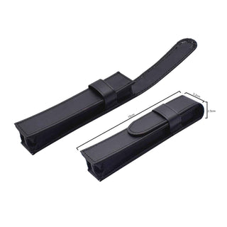 Executive leather pen case in black sized to fit most pens for safe and stylish everyday carry. Sizes
