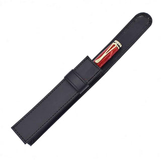 Executive leather pen case in black sized to fit most pens for safe and stylish everyday carry.