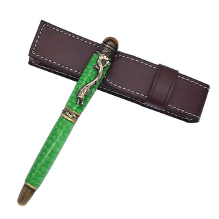 Executive leather pen case in brown, sized to fit most pens for safe and stylish everyday carry. Alt Image